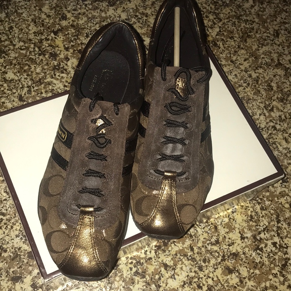 Coach Kate 12CM MET/MET/SD Metallic Bronze and Brown Sneakers